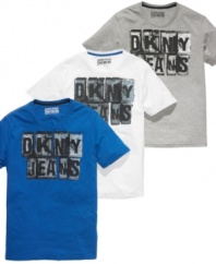 Bold blocking makes these t-shirts from DKNY standout for your casual style.