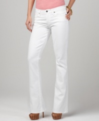 Bootcut jeans in a bright white wash are so springtime, from Lucky Brand Jeans. Wear them with platform heels and a tee for day-to-night style!