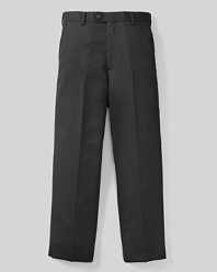Flat front trousers with quarter top pockets. Zip and button fly. Finished hems. Pair with Gregory jacket to make a suit.
