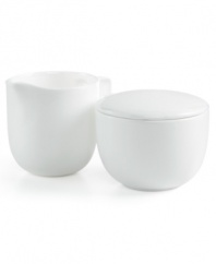 Set 5-star standards for your table with this sleek sugar and creamer set from Hotel Collection. Balancing a delicate look and exceptional durability, the translucent Bone China collection of dinnerware and dishes is designed to cater virtually any occasion.