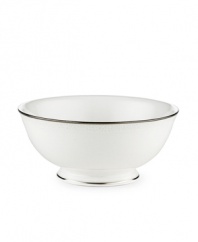 Express the best of taste at the table. Lustrous banded details add a crisp, clean finish to the white china fruit bowl.