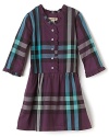 Cool yet vibrant hues infuse Burberry's iconic check with youthful appeal, resulting in a classic and oh-so-chic dress for the most stylish of little girls.