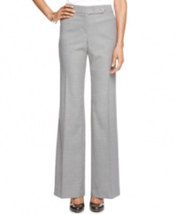 With a contoured fit through the hips, these wide leg pants by Calvin Klein are a stylish workday option.
