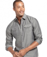 Spruce up your casual style with a cut and sewn shirt from Marc Ecko.
