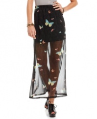 Spread your wings and prepare to fly to a higher level of style in this butterfly print maxi skirt from American Rag!