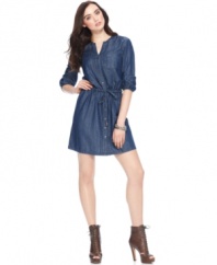 Calvin Klein Jeans puts a softer spin on denim with this drawstring-waist dress. The fabric has a luxe feel, too!