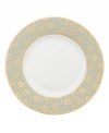 Perfect for casual dining or formal entertaining, this collection features a blend of gilded opulence and sophisticated style. Cheerful flower blossoms float gracefully across white bone china and gold and aqua filigree patterns as this lively set enhances your tabletop.