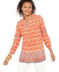 Make a pattern play in Style&co.'s colorful tunic. The crinkle-texture fabric adds a unique twist!