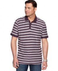 Comfortable and just the right amount of casual means this striped polo shirt from Alfani is perfect for everyday style.
