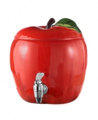 Big apple. This whimsical serve-yourself drink dispenser is healthy choice for entertaining a crowd, with the capacity to hold nearly one-and-a-half gallons of your favorite fresh juice or fruit cocktail.