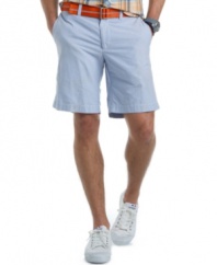 With classic, flat-front styling, these oxford short from Izod are the perfect companion to any casual shirt.