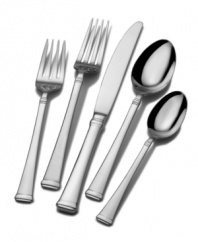 Set a sophisticated tone at casual tables with the Harmony flatware set. Simple banding at the neck accentuates a timeless silhouette with a squared tip and polished sheen.