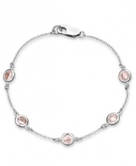Perfectly pink. CRISLU's children's bracelet is embellished with sparkling pink cubic zirconias (1-1/2 ct. t.w.) set in platinum over sterling silver. Approximate length: 6 inches.