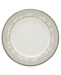 These elegant bone china side plates showcase a delicate floral design with textured white beads and stunning platinum trim. Designed for holding dinner rolls and breads and equally useful for cakes and cookies at tea time. From Lenox's dinnerware and dishes collection. Qualifies for Rebate