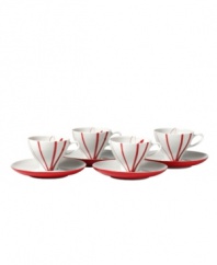 Sprinkle your table with vibrant red flowers with the light and breezy Pure Red espresso cups set from Mikasa. The classic shape makes this dinnerware and dishes collection ideal for everyday use while the airy, organic design also makes a festive dinner party set.