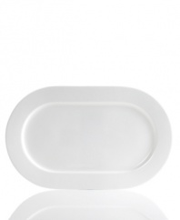 Set 5-star standards for your table with this sleek oval platter from Hotel Collection. Balancing a delicate look and exceptional durability, the translucent Bone China collection of dinnerware and dishes is designed to cater virtually any occasion.