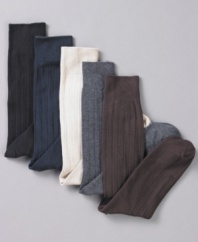 With a variety of colors, this six pack of Club Room socks will cover you for any occasion.