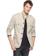 Give your style the proper salute with this military-styled blazer from Kenneth Cole Reaction.