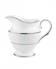 A sweet lace pattern combines with platinum borders to add graceful elegance to your tabletop. The classic shape and pristine white shade make this creamer a timeless addition to any meal. From Lenox's dinnerware and dishes collection. Qualifies for Rebate