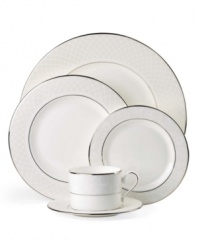 A sweet lace pattern combines with platinum borders to add graceful elegance to your tabletop. The classic shape and pristine white shade make the Venetian Lace place settings a timeless addition to any meal. From Lenox's dinnerware and dishes collection. Qualifies for Rebate