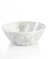 Hand painted and etched in dishwasher-safe earthenware, the Anna serving bowl from Laurie Gates' collection of serveware and serving dishes is a recipe for smart, casual dining any day of the week.