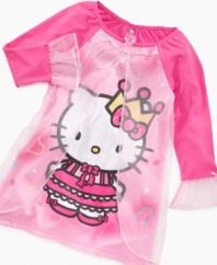 A breathable overlay adds a cute layer to her favorite nightgown with Hello Kitty graphic. (Clearance)