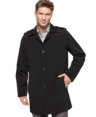 Solid style and class go hand-in-hand when you're wearing this lightweight trench coat from Nautica.