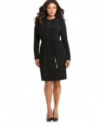 Look simply chic with Calvin Klein's long sleeve plus size dress, cinched by a belted waist.