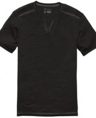It's time to step-up your t-shirt style with this cool split neck tee from INC International Concepts.