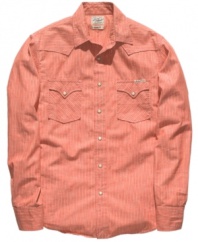 This vintage-inspired work shirt from Lucky Brand Jeans has plenty of western feel for your cool casual look.