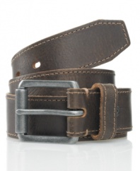 With raw edges and heavy stitching, this distressed leather belt from Levi's is bursting at the seams with vintage character.