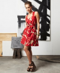 A bold painterly print adds a graphic appeal to this doo.ri for Impulse A-line dress -- perfect for a spring color statement!