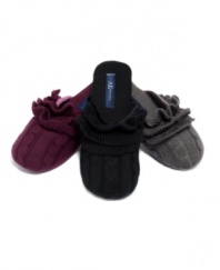 Slip into something a little more comfortable with these darling cashmere blend slippers from AK Anne Klein. With feminine ruffles that upgrade your morning routine.