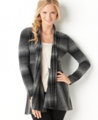To update your wardrobe instantly, check out this cardigan from Charter Club. Ombre knit and an open front lend an artsy touch to this cozy must-have.