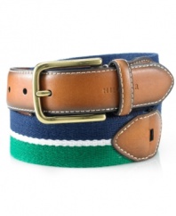 Nothing compares to a classic casual accessory to complete your seasonal look like this cotton and leather belt from Tommy Hilfiger.