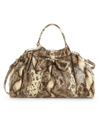 Jessica Simpson finishes the pleated vintage-inspired satchel with a flirty bow.