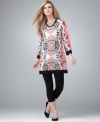 A basic tunic done one better, by Style&co. This intricate print add a pop of color to your wardrobe!
