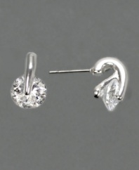 Add a wealth of radiant sparkle in one small crystal drop with these beautiful earrings from Givenchy. In silvertone mixed metal with clear stones. Each measures approximately 1/2 inch.