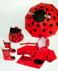 It's raining, it's pouring, and your little girl couldn't be happier underneath her adorable ladybug umbrella. Pop-up eyes add extra whimsy-and make her easy to spot in a crowd. Nylon construction. Imported. Check out the Kidorable Ladybug Raincoat and Boots.