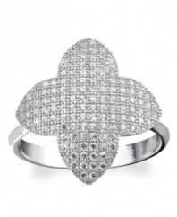 Lucky and lovely. As a stylish symbol of prosperity, CRISLU's clover ring is enhanced by dazzling cubic zirconias (1-7/8 ct. t.w.). Crafted in platinum over sterling silver, it's sure to look stunning for either daytime or evening. Size 7 and 8.