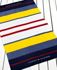 Classic stripes never go out of style, so grab your totally chic Natutical Stripe beach towel from Tommy Hilfiger and jet off to the beach. Finished with the signature Tommy Hilfiger logo at each end.