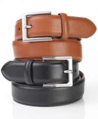 Distinguish yourself down to the last detail with this leather dress belt from Lauren Ralph Lauren.