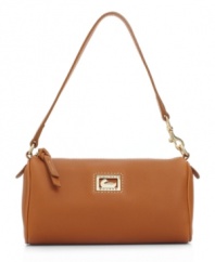 Dooney & Bourke's mini barrel purse in their leather Dillon II line works effortlessly with so many looks.