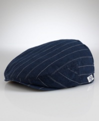 Rendered in luxurious pinstriped cotton, the Estate driving cap lends handsome polish to any outfit.
