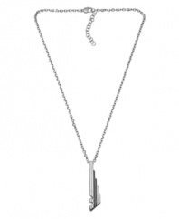 Don't be afraid to express your stylish side. This unique men's necklace boasts the signature Emporio Armani logo. Pendant crafted in stainless steel with black ion-plated backing. Approximate length: 20 inches + 2-inch extender. Approximate drop: 1-1/4 inches.