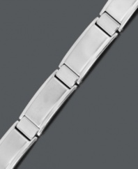 Add smooth style with a tough edge. Stainless steel men's bracelet features a rectangular link with a stylish matte finish. Approximate length: 8-1/2 inches.
