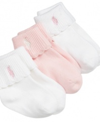 Step into style. You'll want to show of her toes in these sweet socks from Ralph Lauren.