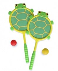 Entice them to come out of their shells and help develop hand-eye coordination with this racquet and ball set from Melissa and Doug.