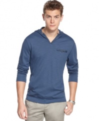 Perfect for windy spring days, this slub hoodie from Calvin Klein is the right lightweight layer for your casual style.