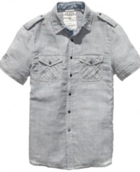 No matter which way you dress it, this shirt from Guess will give you style and comfort that lasts all day.